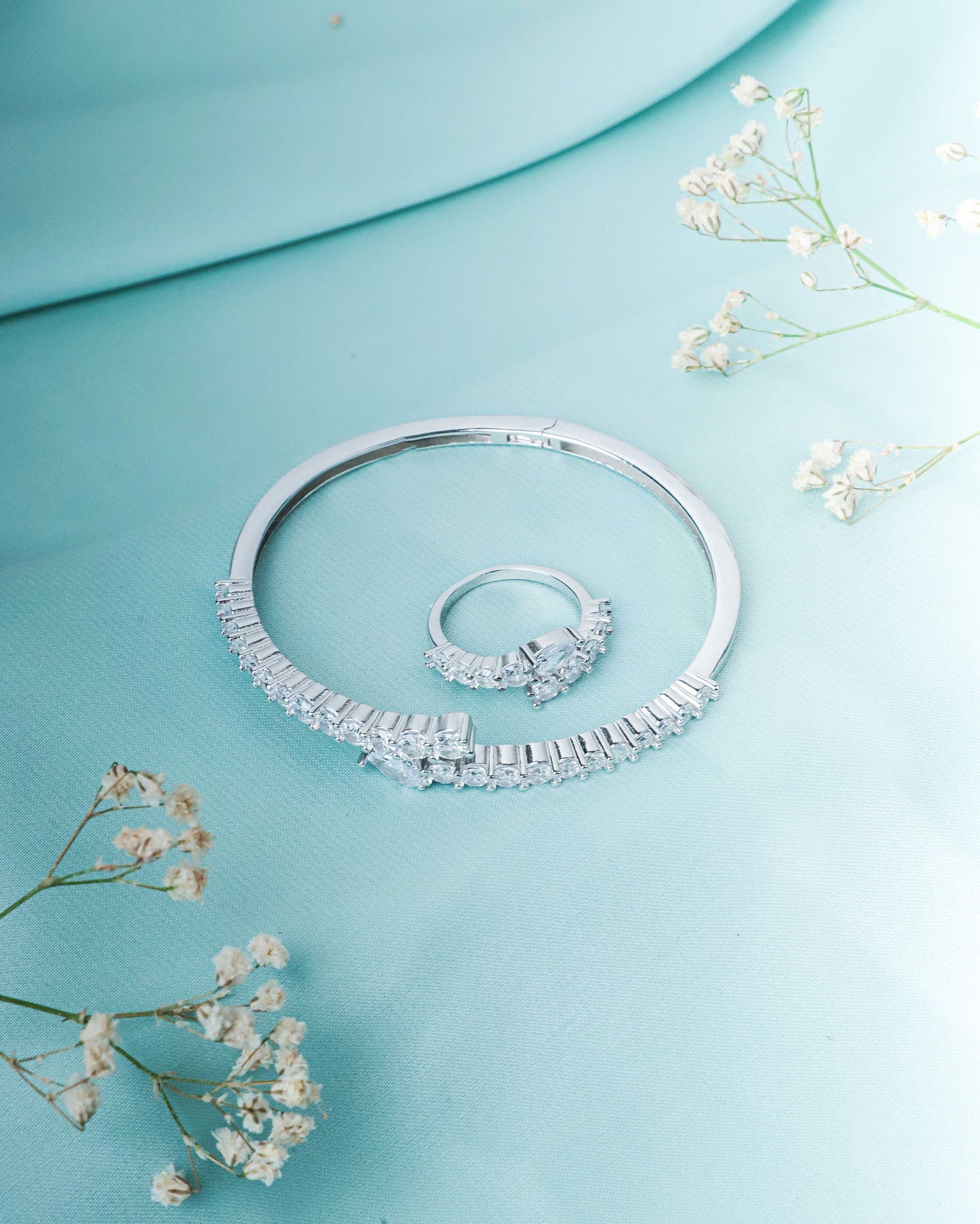 Vine Bracelet and Ring Set - Prata